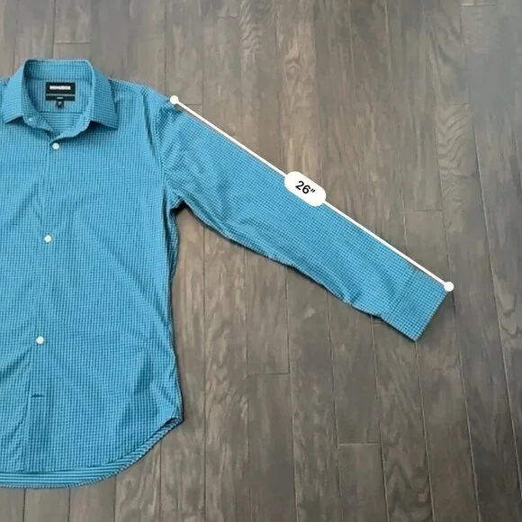 Bonobos Blue Check Slim Fit Medium Long Men's Shirt - Picture 10 of 11